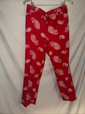 Lands' End Red Paisley Capris